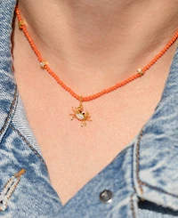 Girls Crew Crystal Sandy Crab Beaded Necklace