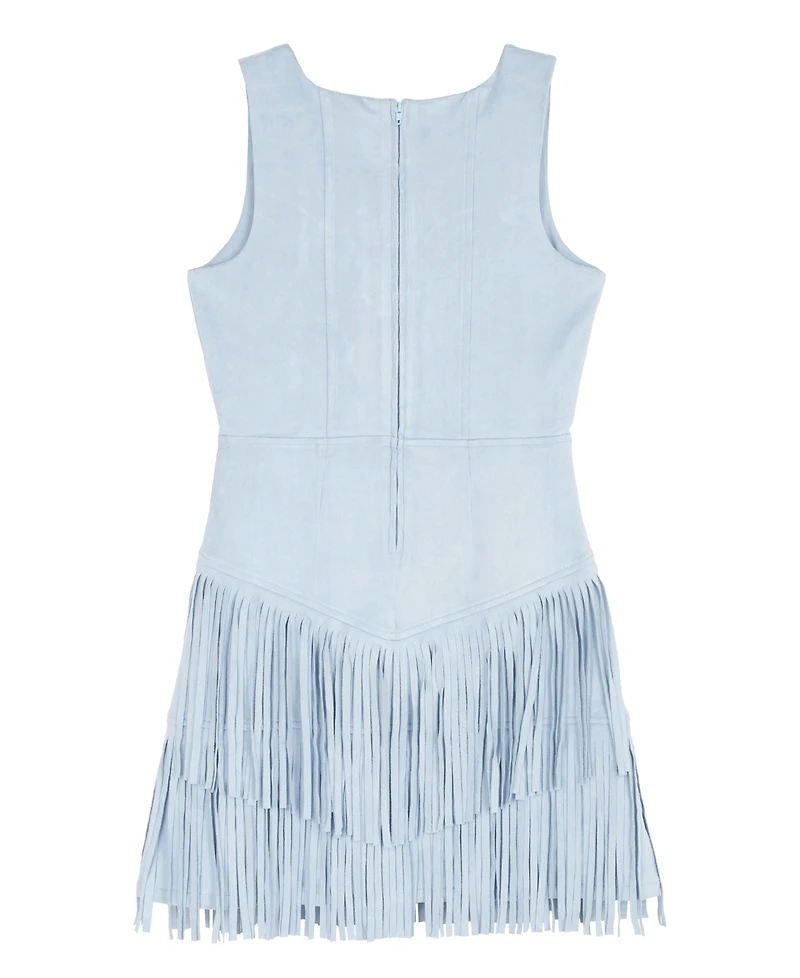 Rare Editions Girls' 7-16 Studded Mock Corset Fringe 2-Tiered Dress