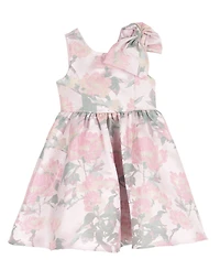 Rare Editions Girls' 2T-6X Brocade Bow Shoulder Dress