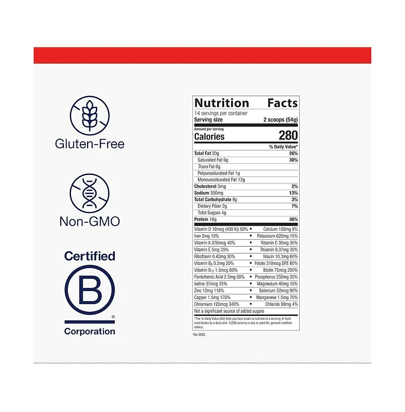 Metagenics Ketogenic Shake Keto Protein Powder Low Carb, Sugar Free, Gluten Free Meal Replacement 25 Vitamins Chocolate 14 Servings