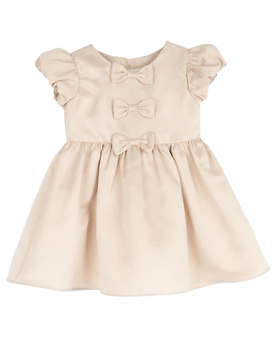 Rare Editions Toddler Girls' 2T-4T Satin Bow Bodice Bubble Sleeve Dress