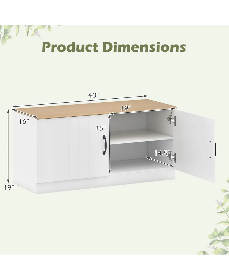 Slickblue Shoe Storage Bench with 2 Doors and Adjustable Shelves for Entryway
