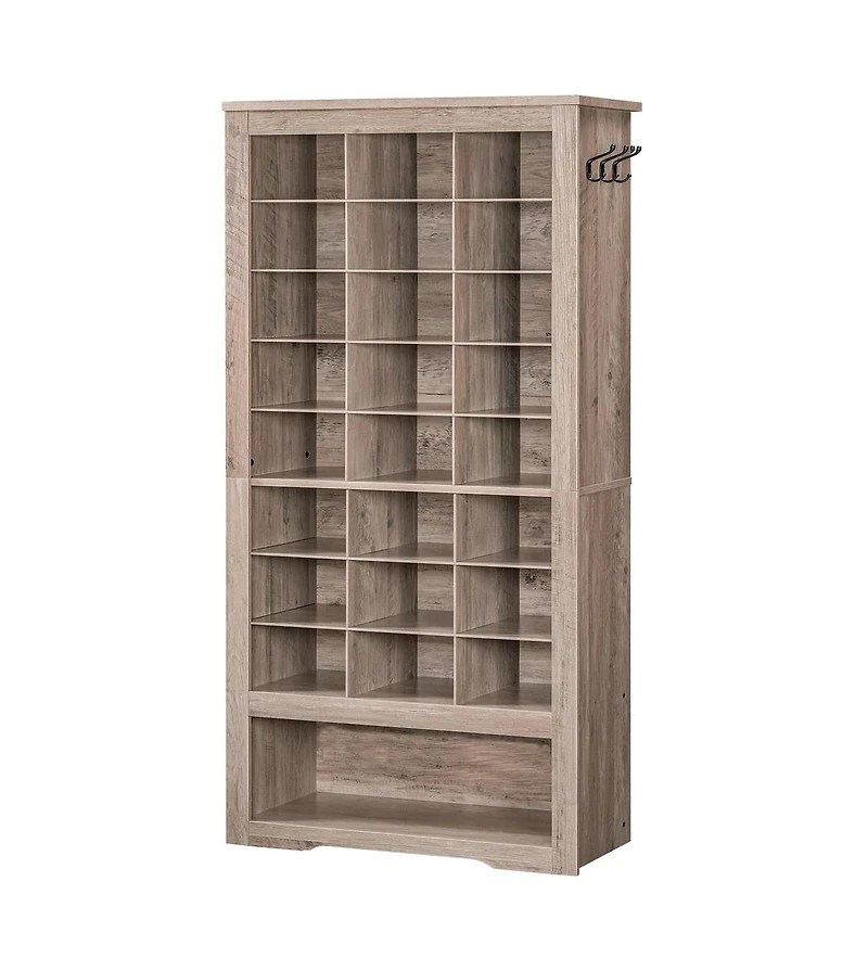 Slickblue 9-Tier Shoe Rack Cabinet with 24 Compartments and Hanging Hooks