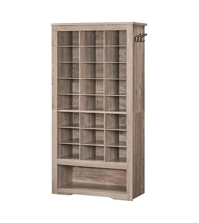 Slickblue 9-Tier Shoe Rack Cabinet with 24 Compartments and Hanging Hooks
