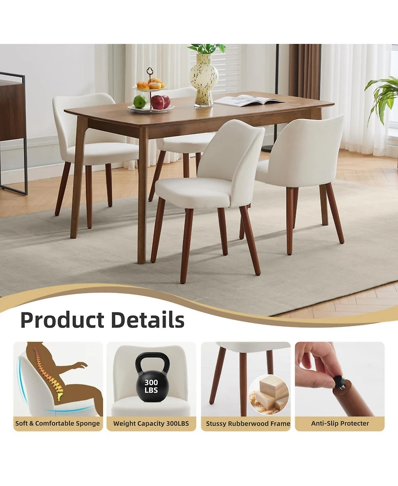 homfan Dining Table and Chairs Set, 71 Inch Wood Metal Farmhouse with 4 Linen Upholstered