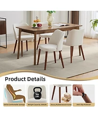 homfan Dining Table and Chairs Set, 71 Inch Wood Metal Farmhouse with 4 Linen Upholstered
