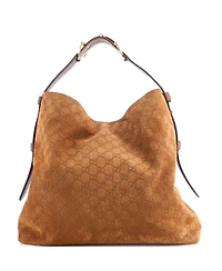 Pre-Owned Gucci Large Beatrix Horsebit Tote Bag Gg Suede
