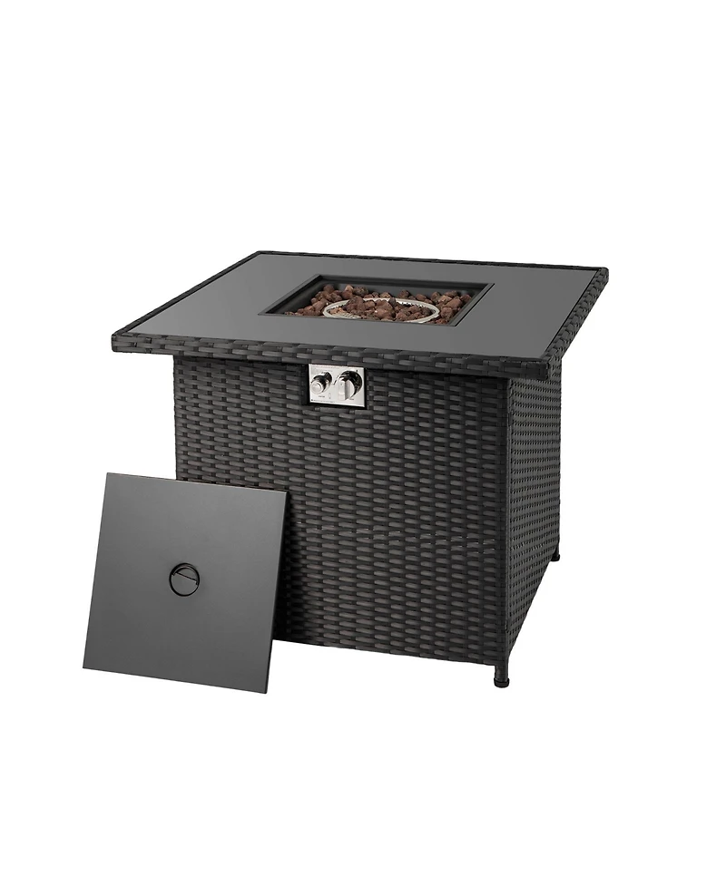 Slickblue Patio Fire Pit Table Propane 50000 Btu with Glass Top for Outdoor Use