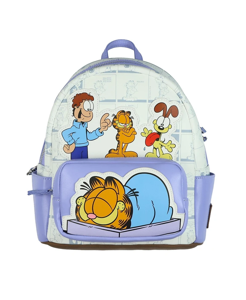 Garfield The Cat 11 Inch Mini Backpack Odie and Jon Faux Leather Small Bag Purse