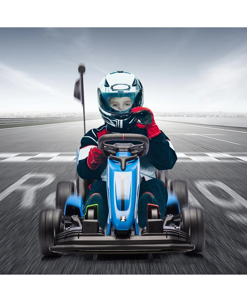 homfan High-Performance 24V Drift Go Kart, Adjustable Seat, Dual 200W Motors, Speeds up to 8.5 Mph, Eva Silent Wheels, Pedals