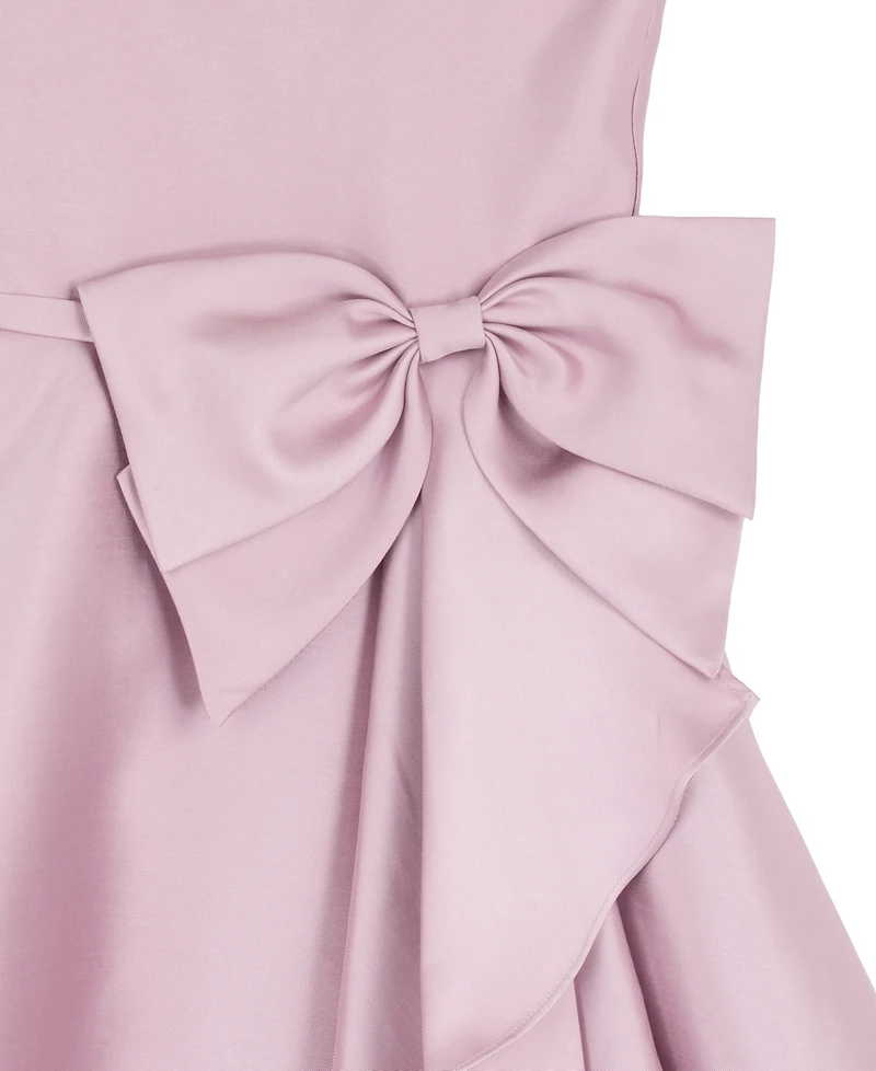 Rare Editions Girls' 7-14 Solid Mikado Cascade Bow Hi-Low Dress