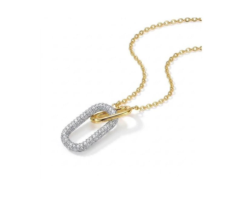Rachel Glauber Radiant Cz Two-Tone Texture Interlocking Links Necklace