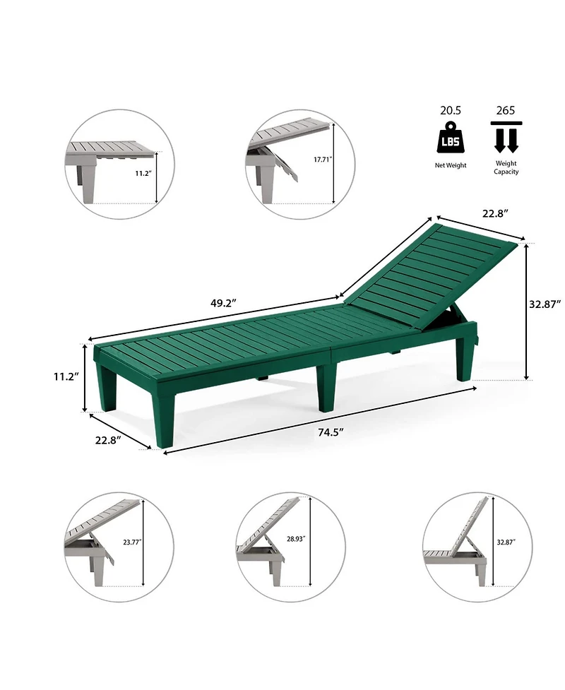 Nestl Set of Adjustable and Waterproof Outdoor Patio Chaise Lounge Chairs