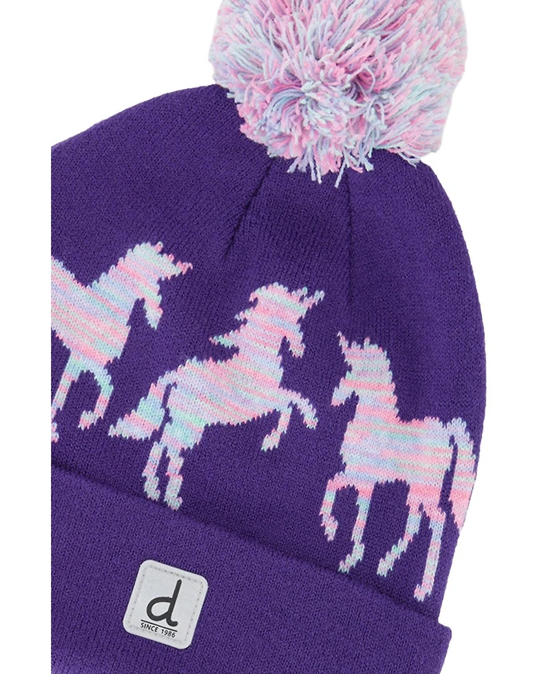 Deux par Deux Toddler Girl 2-4 Winter Knit Hat with Pompom