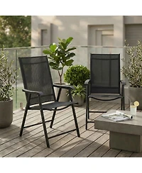 Clihome Outdoor Patio Chairs Set of 2 Stackable Portable for Deck, Garden, Camping and Travel