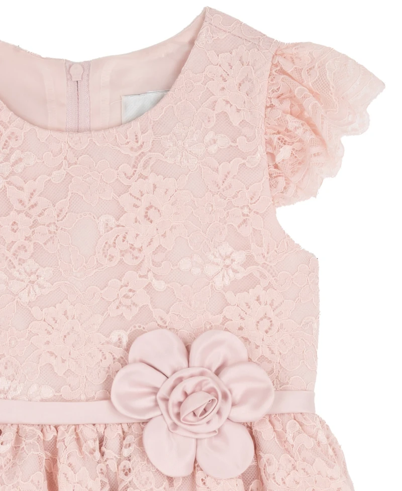 Rare Editions Girls' 2T-6X Lace Flutter Sleeve Dress
