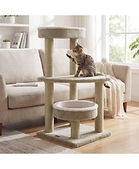 Gymax Carpeted Cat Tree 36'' Cat Tower With Comfy Plush Perches Scratching Posts