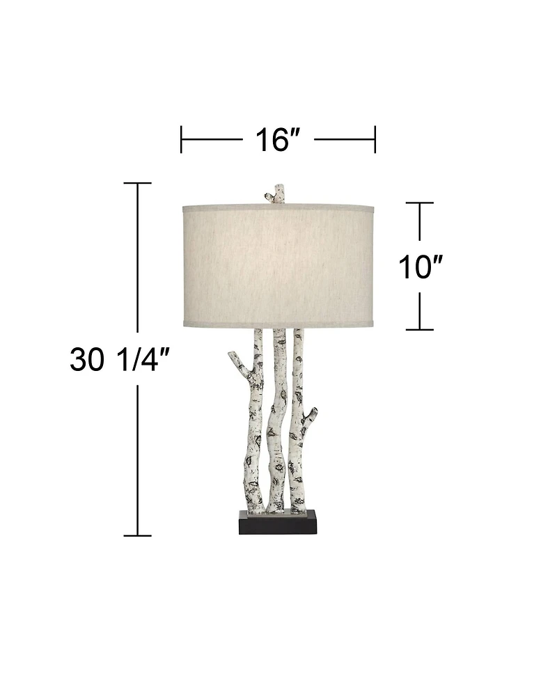 John Timberland White Forest 30 1/4" Tall Faux Birch Tree Large Farmhouse Rustic End Table Lamps Set of 2 Living Room Bedroom