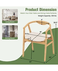 Gymax Set of 2 Leisure Bamboo Armchair Accent Chair With Curved Back and Bamboo Structure