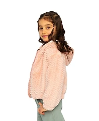 Deux par Deux Toddler Girl (2-5) Faux Fur Hooded Cardigan Pink