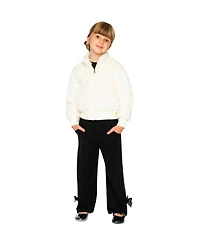 Deux par Deux Toddler Girl Faux Fur Jacquard Jacket