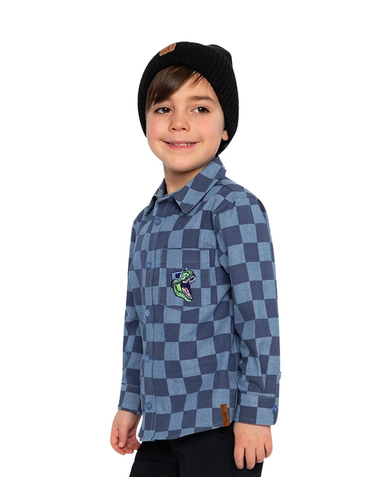 Deux par Toddler Boy Chambray Shirt Checkered Print