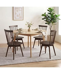 Gymax Dining Chairs Set of 4 Mid Century Rubber Wood Kitchen With Swivel Seat