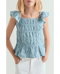 Scalpers Women's Ruched Ruffled Blouse