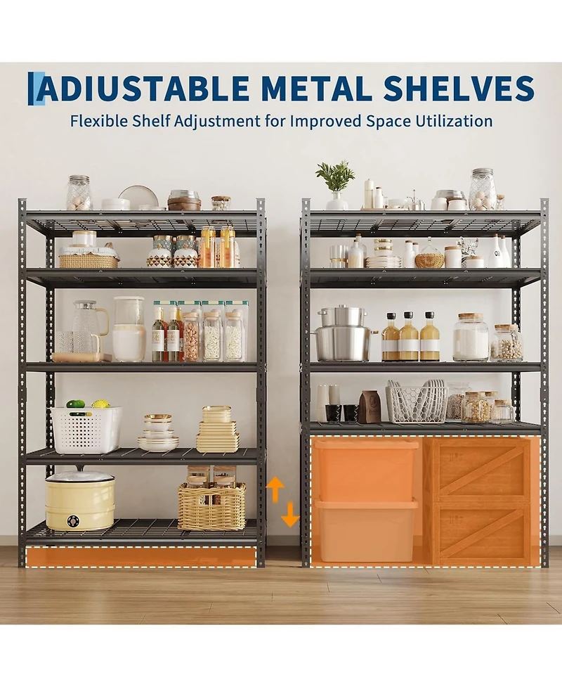 gaomon 2 Pieces Adjustable 36" W x 16" D x 72" H Heavy Duty 5 Tier Metal Shelves for Garage Kitchen Pantry Warehouse Basement Storage