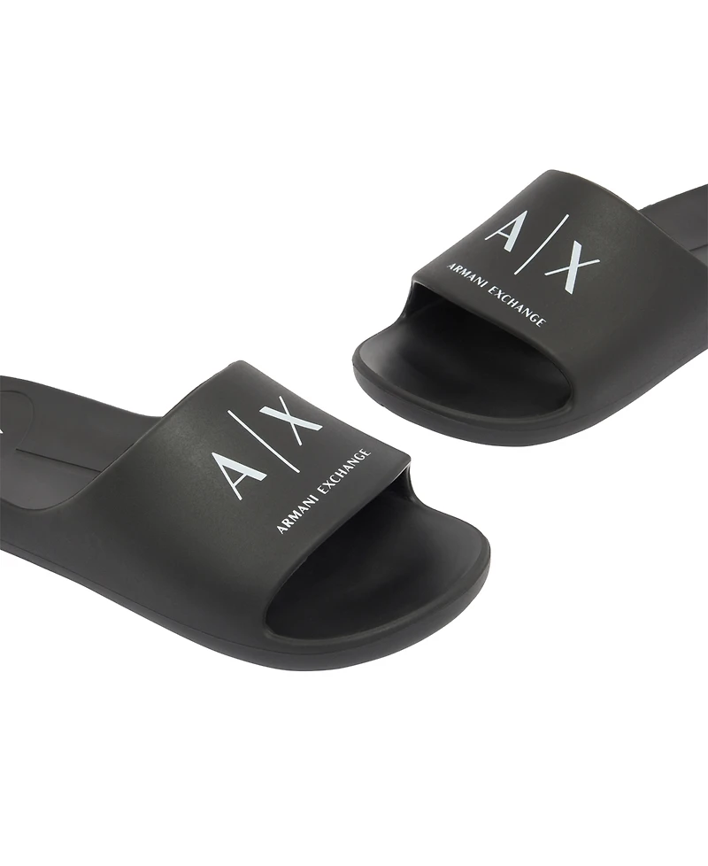 A|X Armani Exchange Men's Corporate Logo Bubble Slide Sandals