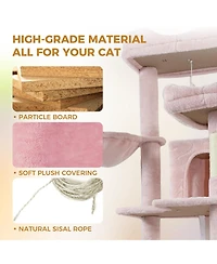 Streamdale Furniture 68Inch Multi-Level Cat Tree with Hammocks Cave and Scratching Posts