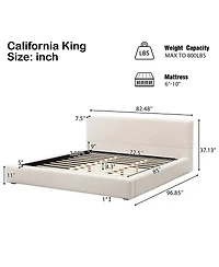 Streamdale Furniture California King Upholstered Bed Frame with Linen Headboard and Footboard