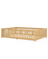 Streamdale Furniture Bed Floor Bed with Safety Guardrails and Door for Kids