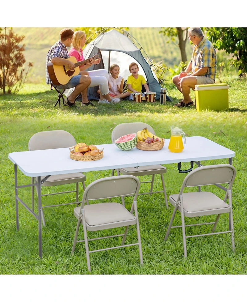 Yiortwo Heavy Duty Folding Table with Handle, Portable Indoor Outdoor Utility