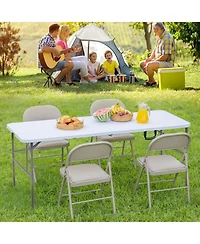 Yiortwo Heavy Duty Folding Table with Handle, Portable Indoor Outdoor Utility