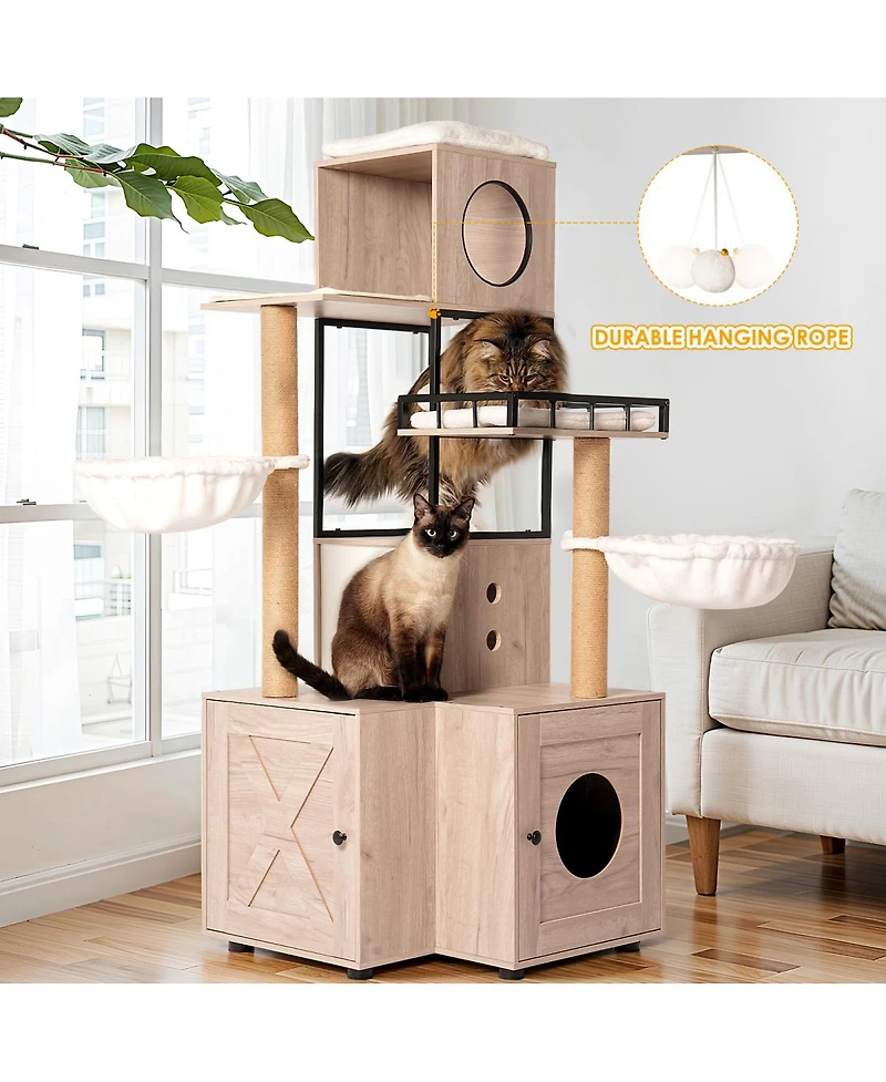 Streamdale Furniture Multi-Functional Cat Tree with Litter Box Enclosure