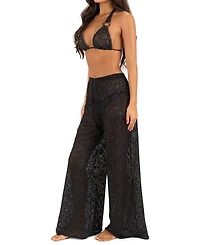 Hurley Women's Pull-On Flower Crochet Beach Cover-Up Pants