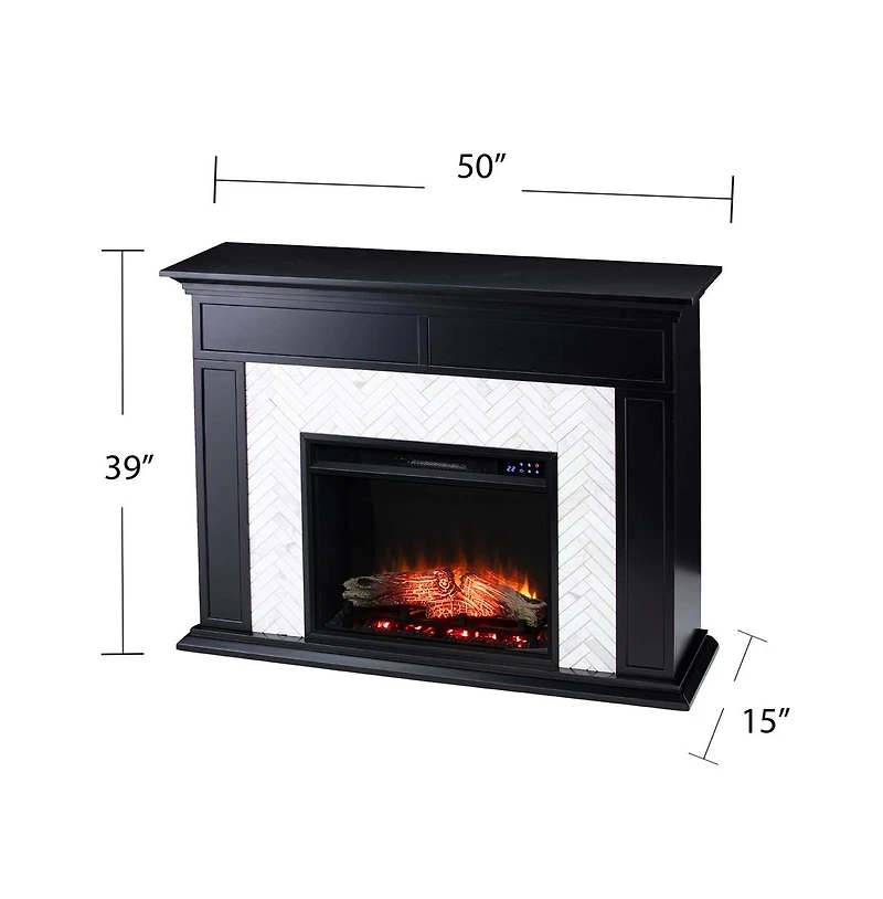 Augusta Home Tolington Color Changing Marble Tiled Fireplace