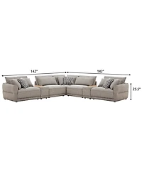 Evandro 7-Piece L-Shaped Sectional Sofa Set (Laf Chair. Raf Chair, 2 Armless Corner, Console), Macy's Exclusive