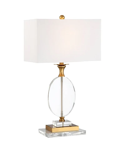 Vienna Full Spectrum Valerie Modern Table Lamp with Clear Acrylic Riser 28" Tall Clear Crystal Fabric Shade for Bedroom Living Room Bedside Home