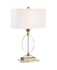 Vienna Full Spectrum Valerie Modern Table Lamp with Clear Acrylic Riser 28" Tall Clear Crystal Fabric Shade for Bedroom Living Room Bedside Home