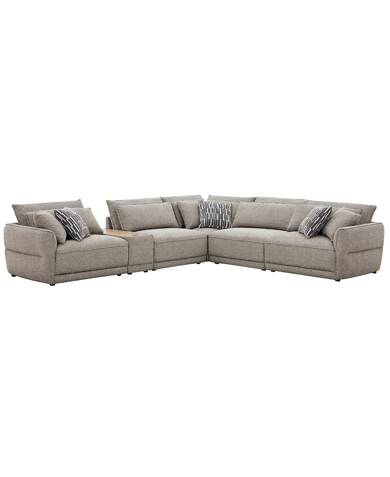 Evandro 6-Piece L-Shaped Sectional Sofa Set (Laf Chair, Raf 2 Armless Corner, Console), Macy's Exclusive