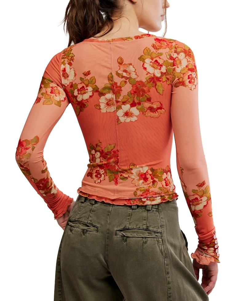 Free People Women's Lilly Printed Long-Sleeve Top