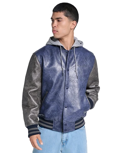 Champion Men's Faux Leather Varsity Full-Zip Jacket