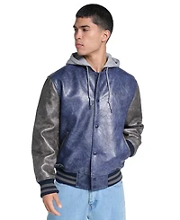 Champion Men's Faux Leather Varsity Full-Zip Jacket