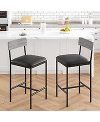 homfan Set of 2 Bar Stools Tall Kitchen Breakfast Nook Dining Stools with Padded Cushion, Space-Saving Furniture for Small Spaces and Apartment