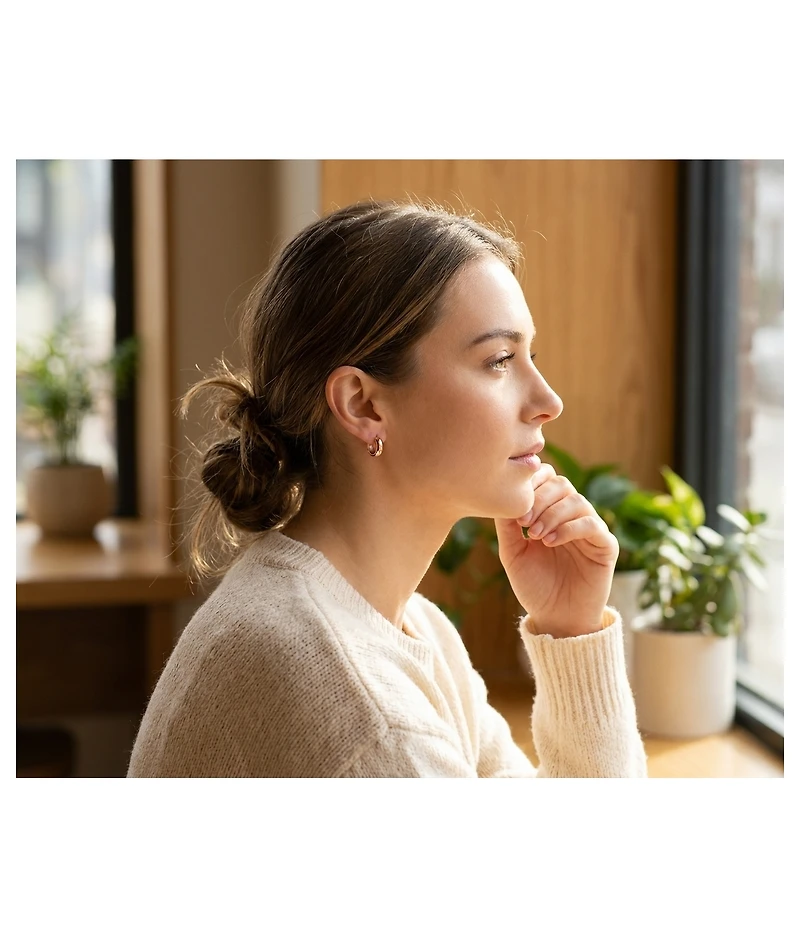 Bling Jewelry Timeless .925 Sterling Silver Kpop Mini Hoop Huggie Earrings Dome Hinge Style Gold Plated