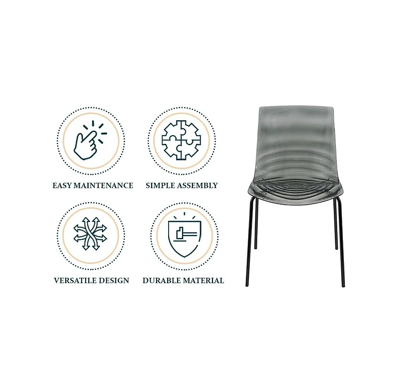 LeisureMod Astor Water Ripple Design Dining Chair Set of 4