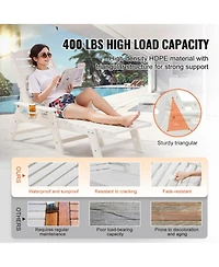 Yiortwo Outdoor Chaise Lounge Chair, 6-Position Adjustable Reclining Patio Lounger