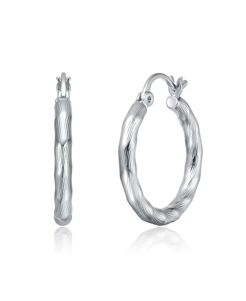 Twisted Hoop Earrings in White Gold Plated or 14K Gold Plated